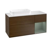 Villeroy & Boch V&B Meuble sous lavabo Finion 120 cm, Pl w m, Éclairage mural, Rg re Oli. m Lac, noyer veinée Quantité:1