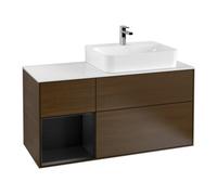 Villeroy & Boch V&B Meuble sous lavabo Finion 120 cm, Pl w m, Étagère gauche, bleu m Lac, noyer ven Quantité:1
