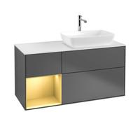Villeroy & Boch V&B Meuble sous lavabo Finion 120 cm, Pl w m, Reg gol m Lac, Anthrac. m Quantité:1
