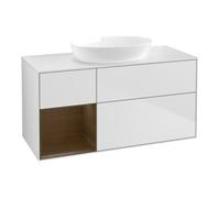Villeroy & Boch V&B Meuble sous lavabo Finion 120 cm, placage blanc mat, cadre noyer verni, blanc mat laqué Quantité:1