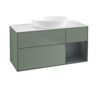 Villeroy & Boch V&B Meuble sous lavabo Finion 120 cm, placage blanc mat, laque réglisse mate, olivier mat laqué Quantité:1