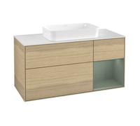 Villeroy & Boch V&B Meuble sous lavabo Finion 120 cm, placage blanc mat, tiroir réglable, olivier mat, ouverture à pression Quantité:1