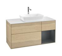 Villeroy & Boch V&B Meuble sous lavabo Finion 120 cm, placage blanc, réglette LED, façade laquée, poignée ven Quantité:1