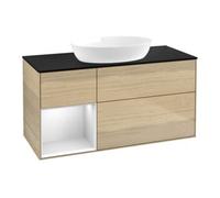 Villeroy & Boch V&B Meuble sous lavabo Finion 120 cm, placage bleu, poignée blanche avec laque, ouverture ven Quantité:1