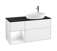 Villeroy & Boch V&B Meuble sous lavabo Finion 120 cm, placage bois m, arête grise blanc laqué, brillant blanc laqué Quantité:1