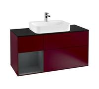 Villeroy & Boch V&B Meuble sous lavabo Finion 120 cm, placage bois, poignée gauche, blanc mat lacqué, pieds métal Quantité:1