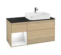 Villeroy & Boch V&B Meuble sous lavabo Finion 120 cm, placage bois, porte gauche, blanc brillant, ouverture à main Quantité:1