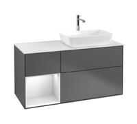 Villeroy & Boch V&B Meuble sous lavabo Finion 120 cm, placage bois, rangement blanc mat, anthracite mat Quantité:1