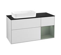 Villeroy & Boch V&B Meuble sous lavabo Finion 120 cm, placage bois, rouge olivier mat laqué, blanc mat laqué Quantité:1