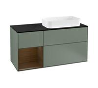 Villeroy & Boch V&B Meuble sous lavabo Finion 120 cm, placage bouleau, porte gauche, olivier mat laqué Quantité:1