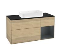 Villeroy & Boch V&B Meuble sous lavabo Finion 120 cm, placage bouleau, rouge mat, blanc mat laqué, ouverture à venise Quantité:1