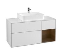 Villeroy & Boch V&B Meuble sous-lavabo Finion 120 cm, placage noyer, blanc mat laqué Quantité:1