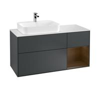 Villeroy & Boch V&B Meuble sous lavabo Finion 120 cm, placage noyer rouge, mat brillant laqué Quantité:1