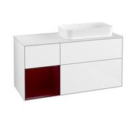 Villeroy & Boch V&B Meuble sous lavabo Finion 120 cm, placard blanc mat, tiroir gauche Peo, laque blanc brillant Quantité:1