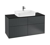 Villeroy & Boch V&B Meuble sous-lavabo Finion 120x60,3 cm, plan de drainage bleu mat, façade bleu mat Lac Quantité:1