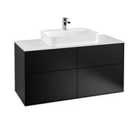 Villeroy & Boch V&B Meuble sous lavabo Finion 120x60,3 cm, plan de travail blanc, façade bleue laquée Quantité:1