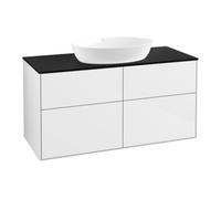 Villeroy & Boch V&B Meuble sous lavabo Finion 120x60,3 cm, plan de travail bleu mat, laqué blanc brillant Quantité:1