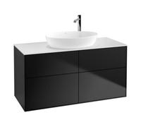 Villeroy & Boch V&B Meuble sous lavabo Finion 120x60,3cm, plan de travail blanc, porte bleue avec Lac Quantité:1