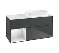 Villeroy & Boch V&B Meuble sous lavabo Finion 120x60 cm, côté gauche, blanc mat laqué, médium bleu mat laqué Quantité:1