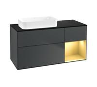 Villeroy & Boch V&B Meuble sous lavabo Finion 120x60 cm, éclairage mural, réglette, bleu mat, laqué Quantité:1