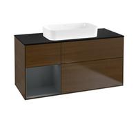 Villeroy & Boch V&B Meuble sous lavabo Finion 120x60 cm, porte gauche, MDF, laqué, noyer veiné Quantité:1
