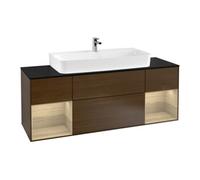 Villeroy & Boch V&B Meuble sous lavabo Finion 160 cm, bleu, étagère ouverte, bois de noyer Quantité:1