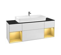 Villeroy & Boch V&B Meuble sous lavabo Finion 160 cm, éclairage mural, placage noyer, laqué blanc Quantité:1