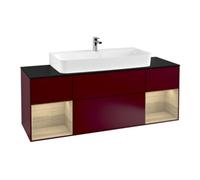 Villeroy & Boch V&B Meuble sous lavabo Finion 160 cm, éclairage mural, plaque d’abattant bleue, étagère ouverte, poignée métallique Quantité:1