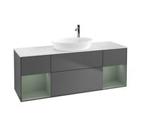 Villeroy & Boch V&B Meuble sous lavabo Finion 160 cm, Pl blanc mat, Rg olivier mat laqué, Anthracite m Quantité:1