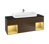Villeroy & Boch V&B Meuble sous lavabo Finion 160 cm, Pl bleu m, Étagère or m Lac, noyer ven Quantité:1