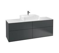 Villeroy & Boch V&B Meuble sous lavabo Finion 160x60,3 cm, plan de drainage blanc, miroir bleu avec laque Quantité:1