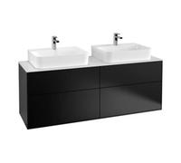 Villeroy & Boch V&B Meuble sous lavabo Finion 160x60,3 cm, plan de travail blanc, façade bleue laquée Quantité:1