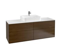 Villeroy & Boch V&B Meuble sous-lavabo Finion 160x60,3 cm, plan de travail blanc, placage noyer Quantité:1