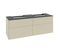 Villeroy & Boch V&B Meuble sous lavabo Finion 160x60,3 cm, plaque de fermeture bleue, gris moyen laqué Quantité:1
