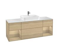 Villeroy & Boch V&B Meuble sous lavabo Finion 160x60, blanc mat, avec étagère Oa ven, Oa ven Quantité:1