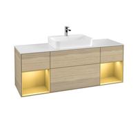 Villeroy & Boch V&B Meuble sous lavabo Finion 160x60, blanc mat, tiroir or mat, poignée ven Quantité:1