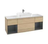 Villeroy & Boch V&B Meuble sous lavabo Finion 160x60, blanc mat, tiroirs médium, façade laquée, poignées ven Quantité:1