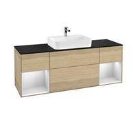 Villeroy & Boch V&B Meuble sous lavabo Finion 160x60, bleu clair, étagère blanche laquée, poignée ven Quantité:1