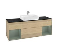 Villeroy & Boch V&B Meuble sous lavabo Finion 160x60, bleu clair, poignée olivier, laqué, veinage ouvert Quantité:1