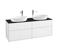 Villeroy & Boch V&B Meuble sous lavabo Finion 160x60 cm, éclairage mural, placard bleu mat, laqué blanc brillant Quantité:1