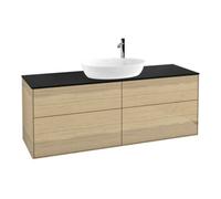Villeroy & Boch V&B Meuble sous lavabo Finion 160x60 cm, plaque de séparation bleu mat, placage chêne Quantité:1