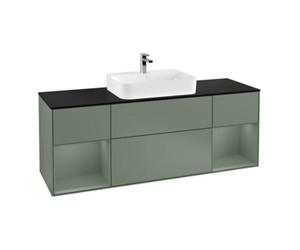 Villeroy & Boch V&B Meuble sous lavabo Finion 160x60, Pl blanc mat, Rg olivier mat laqué, Oli mat laqué Quantité:1