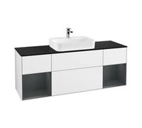 Villeroy & Boch V&B Meuble sous lavabo Finion 160x60, placage bois, face médium, laqué blanc brillant Quantité:1
