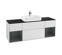 Villeroy & Boch V&B Meuble sous lavabo Finion 160x60, placage bois, tiroir médian, laqué blanc Quantité:1