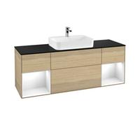 Villeroy & Boch V&B Meuble sous lavabo Finion 160x60, placage bouleau mat, porte à rainure globale blanche, laque, ouverture à ventilation Quantité:1