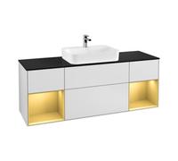 Villeroy & Boch V&B Meuble sous lavabo Finion 160x60, placage bouleau, rangement or mat laqué, blanc mat laqué Quantité:1