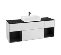 Villeroy & Boch V&B Meuble sous lavabo Finion 160x60, placage bouleau, tiroir bleu mat laqué, blanc mat laqué Quantité:1