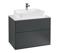 Villeroy & Boch V&B Meuble sous lavabo Finion 80x60,3 cm, éclairage mural, plaq. abd. blanc, md bleu, m Lac Quantité:1