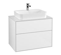 Villeroy & Boch V&B Meuble sous lavabo Finion 80x60,3 cm, panneau de fermeture blanc, éclairage mural blanc brillant Lac Quantité:1