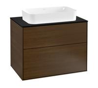 Villeroy & Boch V&B Meuble sous lavabo Finion 80x60,3 cm, plan de travail bleu, placage noyer Quantité:1